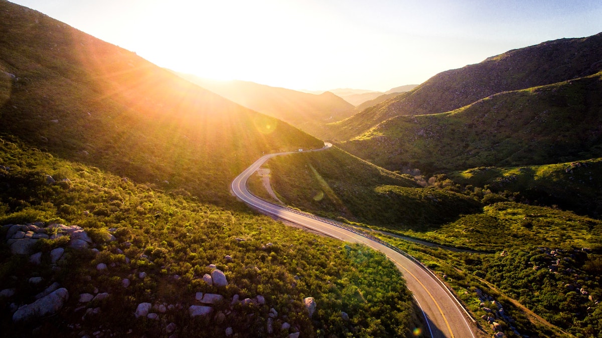 Long road between two hills