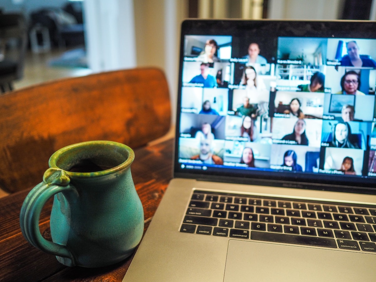 Remote meeting on laptop
