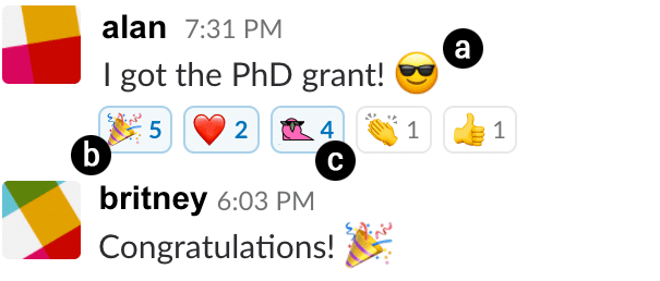 Screenshot of Slack message